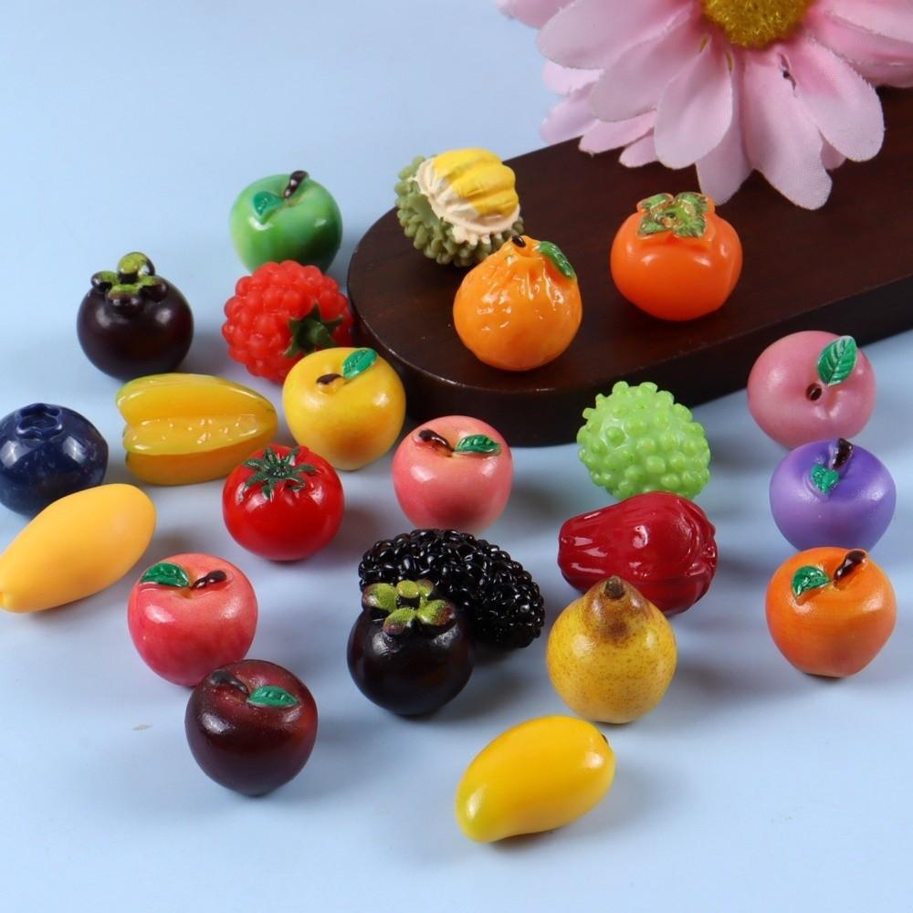 10pcs Mango Pear Miniature Food Toy Resin Home Decoration Item Cute 3D Fruit Model Dollhouse Craft