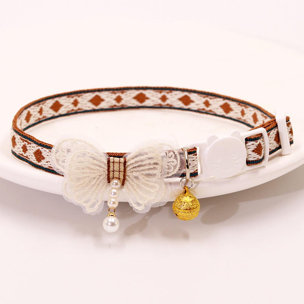 Cute Adjustable Pet Cat Collar Bell Collar Kitten Necklace Pet Collars for Small Dog Necklace Party Photo Props