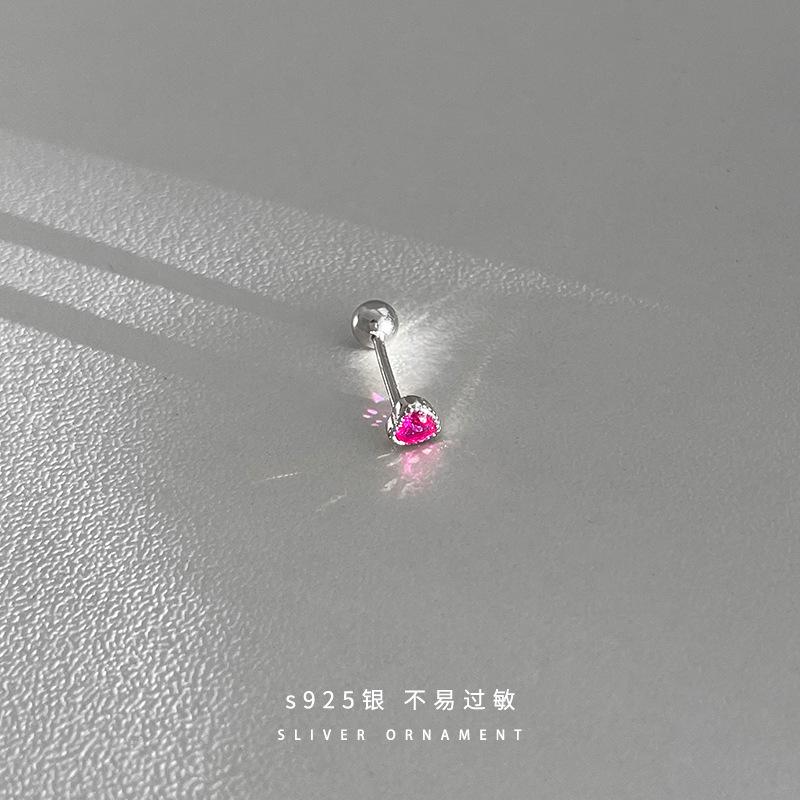 

925 sterling silver colored zircon love stud earrings women s small exquisite simple ins fashion temperament jewelry new 925 silver