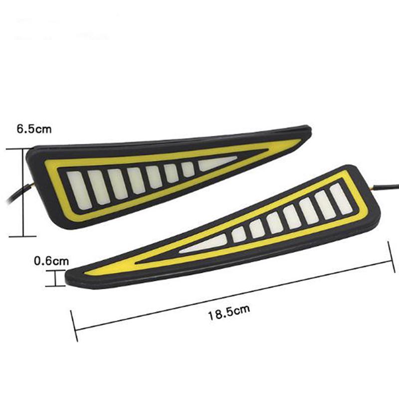 Car Led Bumper Strip Cob Daytime Running Light Yellow Turn Signal Daylight Drl