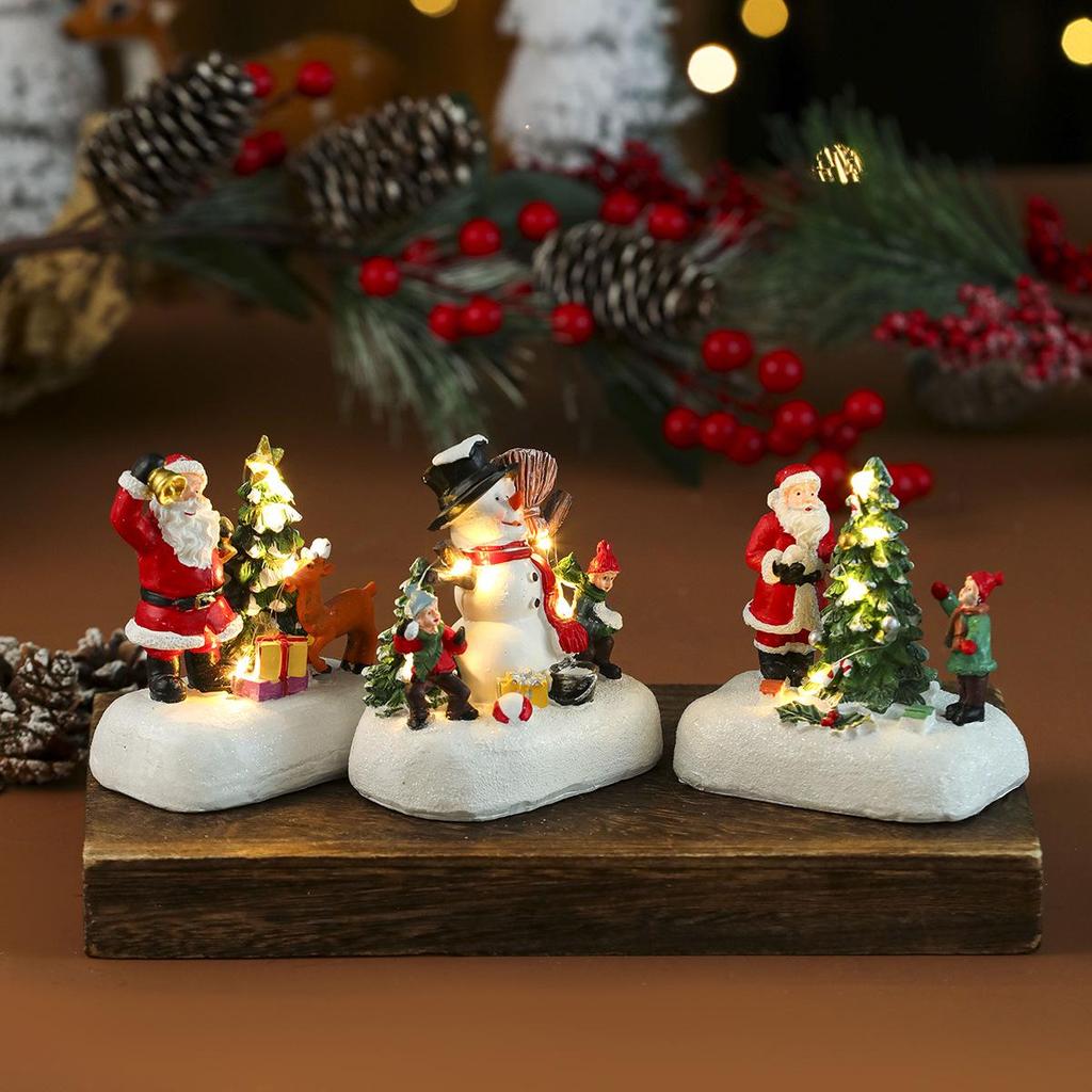 Santa's Luminous Resin House Ornament - Christmas Desktop Decoration & Small Gift