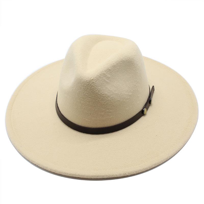 Wool Big-Brimmed Jazz Top Hat For Men And Women, Casual Concave Shape Big-Edged Jazz Hat 9.5Cm