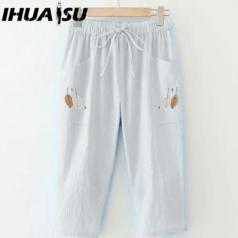 

IHUASU Women s Fashion Casual Solid Color Print Pants & Capris L