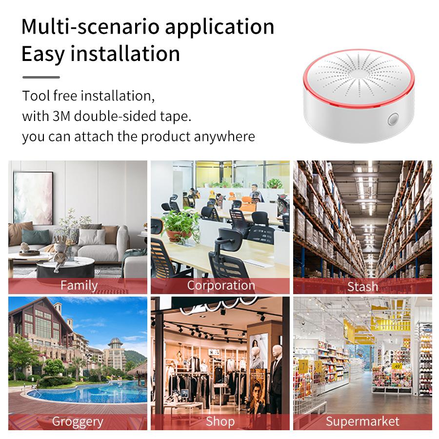 Tuya ZigBee WiFi Smart Sirenenalarm 96dB Ton und Licht Heim-Sicherheitsalarm Smart Life App Funktioniert mit Alexa Google Assistant