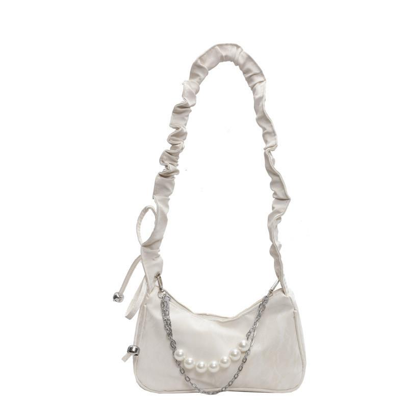 Fashionable Soft Pu Leather Underarm Shoulder Bag With Stylish Stitching белый