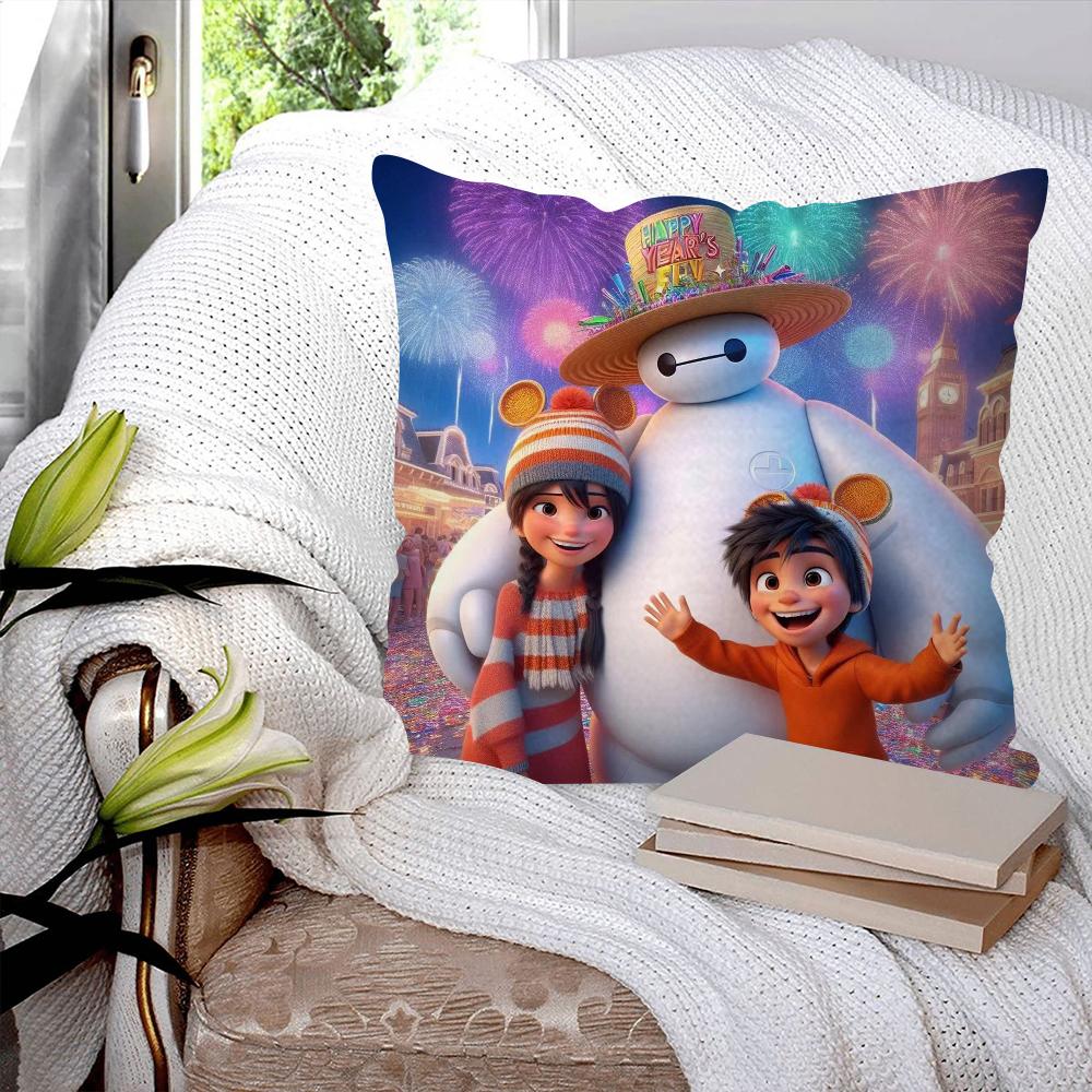 B-Baymax Animated Character Pillow Case Square Pillow Bedroom Sofa Leisure Comfort Cushion Car Living Room Home Decoration