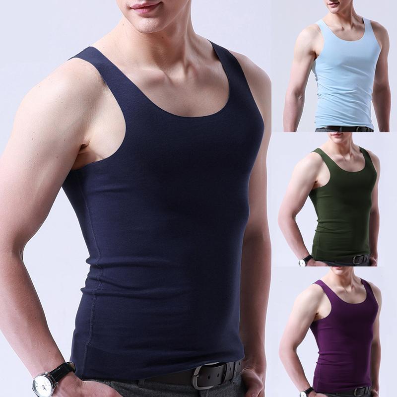Canottiera attillata slim casual da 1 pezzo Canotta da uomo in seta di ghiaccio senza cuciture Canotta rimbalzante Solido elastico