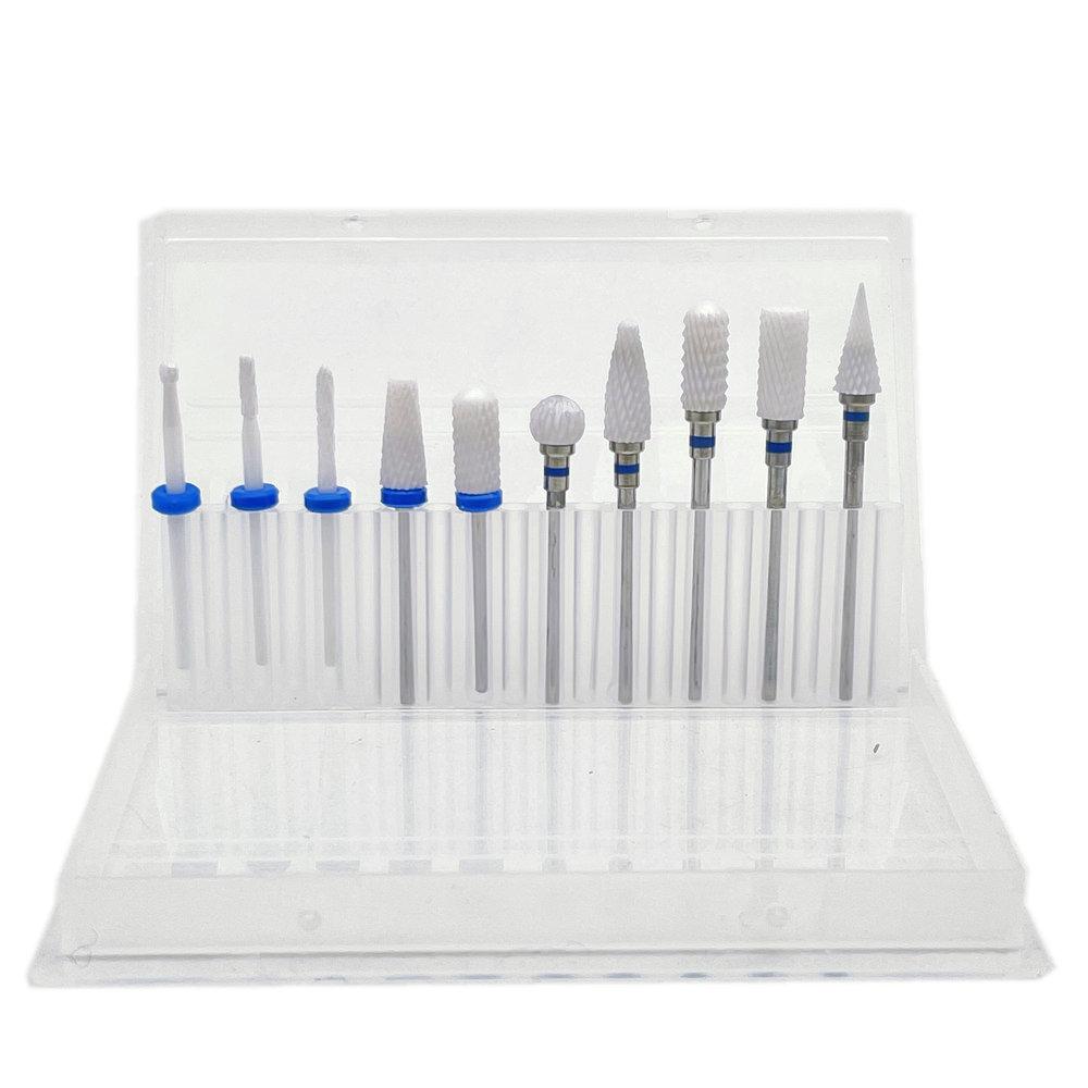 10pcs Manicure Ceramic Nail Drill Bits Set Removing Gel Varnish Drill Manicure Machine Pedicure Nail Bits for Electric Drill