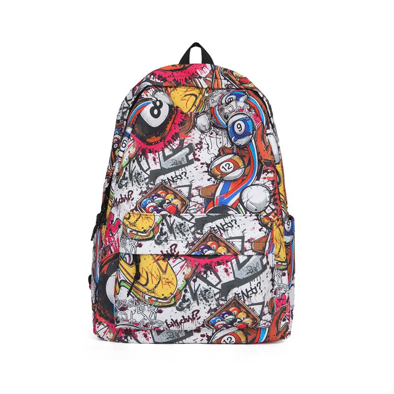 Large Capacity Graffiti Backpack Waterproof Printed Student Schoolbag красный