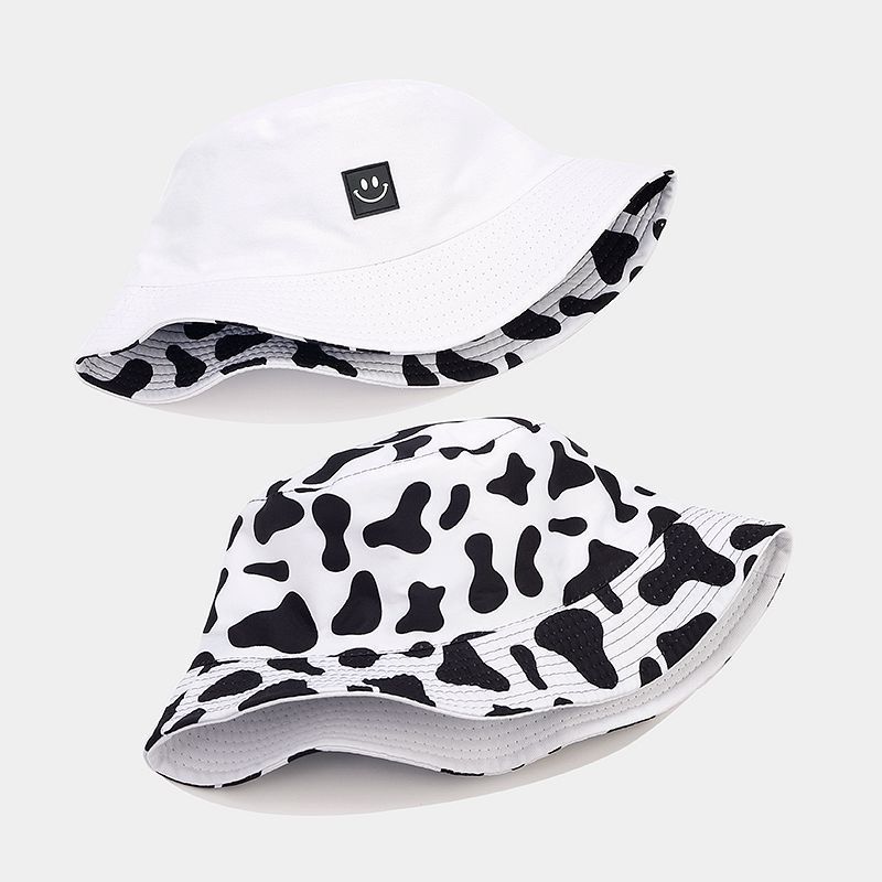 Unisex Cotton Cow Pattern Print Sun Hat With Sunshade And Antiinsect Function For Beach And Outdoor Activities