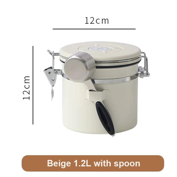 Stainless Steel Coffee Canister Coffee Bean Storage Airtight Containers with Date with Spoon Vent Valve Kitchen Food Storage Jar