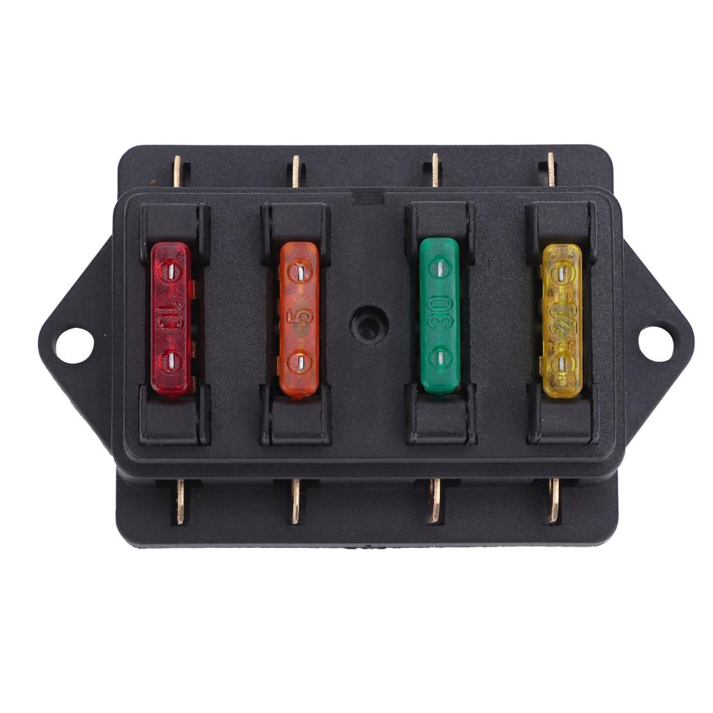 4 Way Blade Fuse Holder Box Waterproof with 4pcs Fuse for 12V24V Auto Car Marine Boat