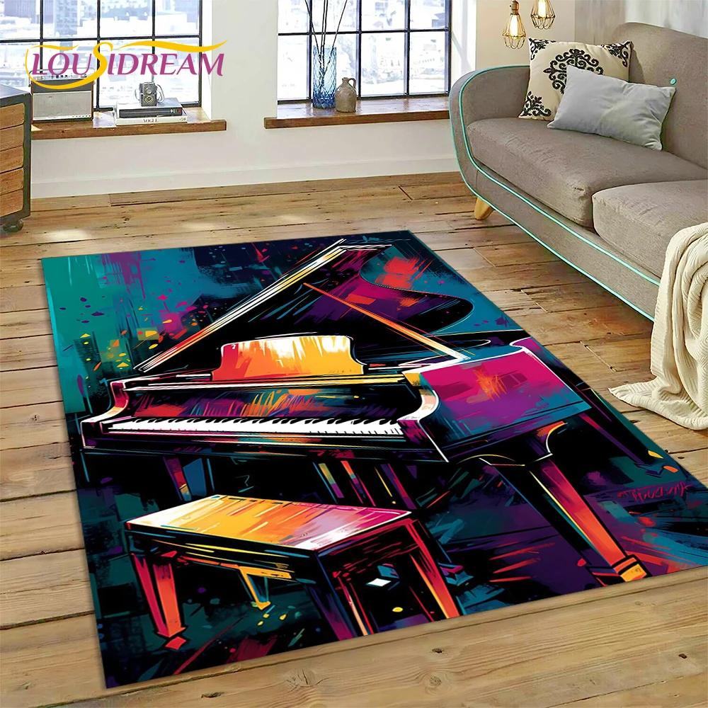 3D Dream Piano Key Music Instrument Cartoon Area Rug Duży, Dywan do Domu Salon Sofa Wycieraczka Dekoracja, Dziecięca Mata Antypoślizgowa Podłogowa