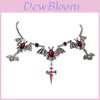 Gothic Halloween Bat Cross Alloy Pendant Necklace With Geometric Design For Women