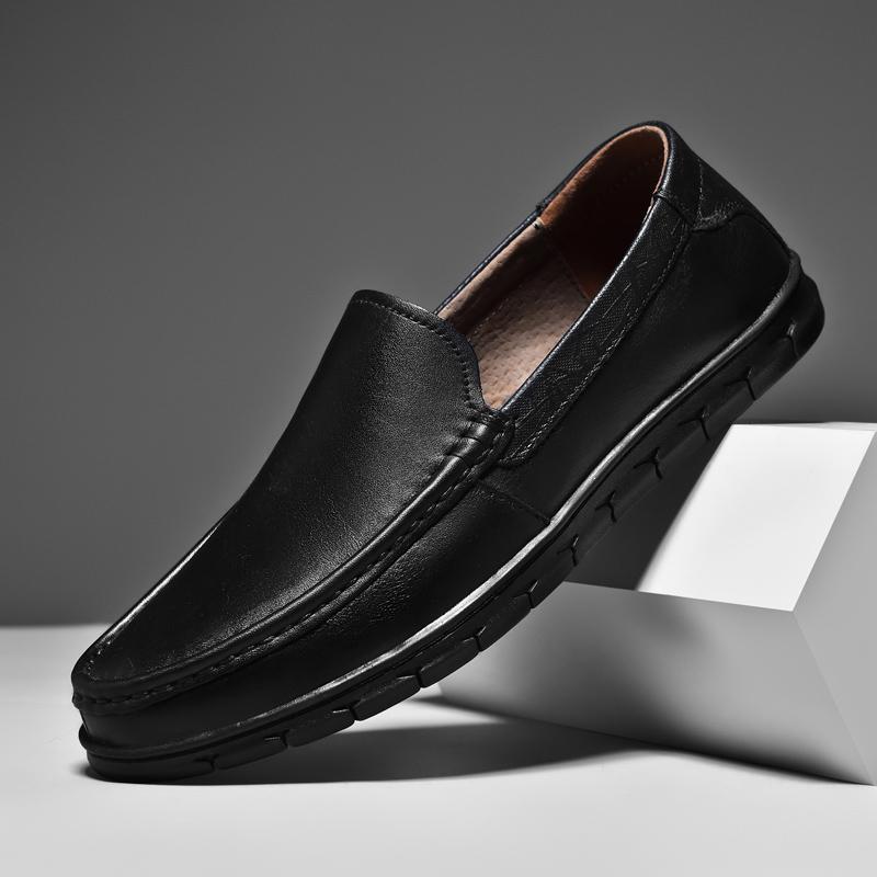 

Обувь четыре сезона новая противоскользящая маслостойкая больших размеров деловая повседневная мужская рабочая кожаная обувь модный комфорт мягкая подошва 38 чёрный