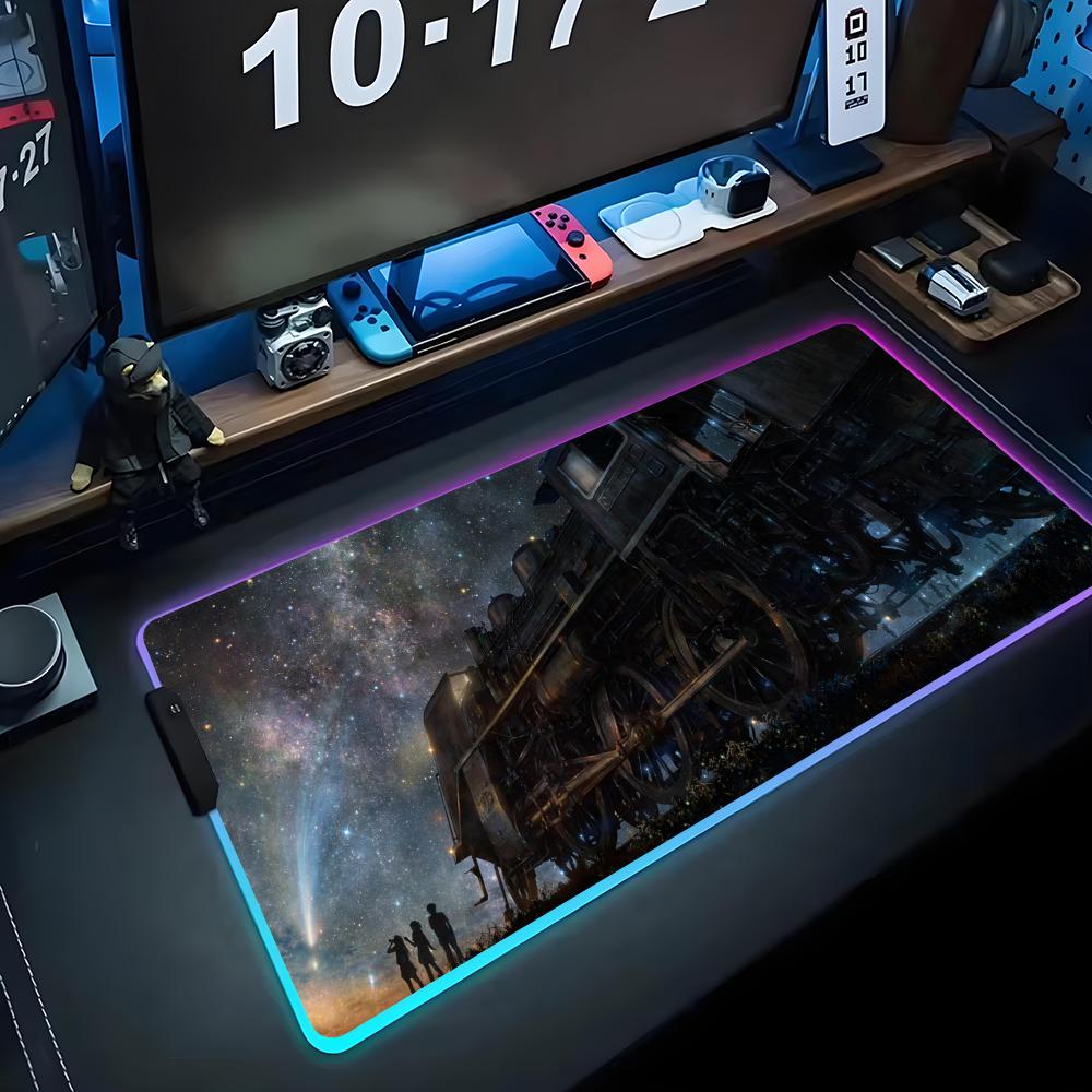 Train Mouse Pad RGB Gaming Mousepad Big LED Pad PC Desk Mat Luminous Mouse Pad Large Keyboard Mats Table Rug With Backlit