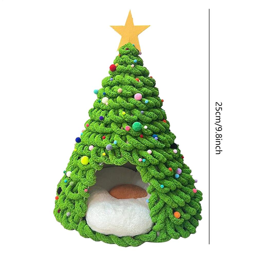 Cat Christmas Tree House Fun Craft House Kitten Beds Christmas Tree Cat Litter Kennel Winter Warm Pet Litter Winter Cat cat Cave