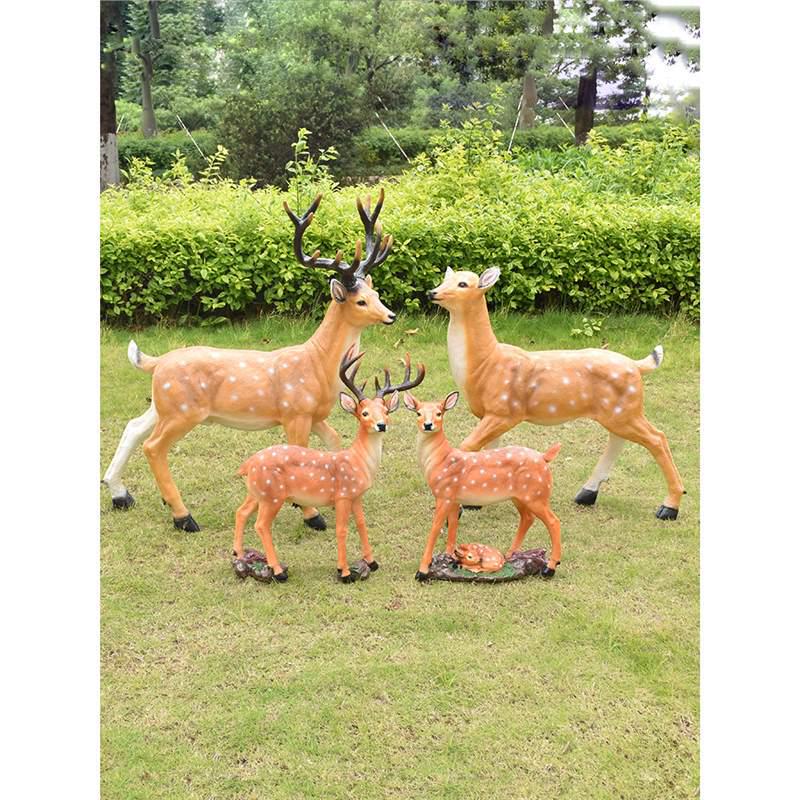 Luminous Fiberglass Sika Deer Sculpture for Garden Lawn Decoration