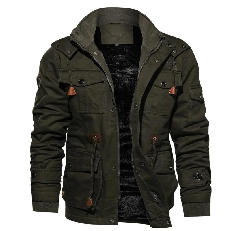 Autumn Winter Men's Warm Jacket Jacket Multi-pocket Zipper Lapels Thickened Cotton-padded Jacket Military Pilot Jacket
