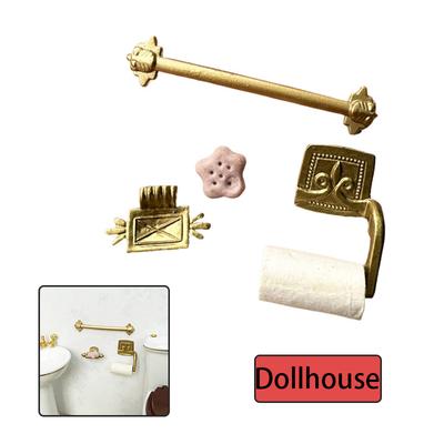 1/12 Dollhouse Simulation Paper Towel Rack Soap Rack Towel Rack Set Model Doll Home Miniature Bathroom Decor Toys