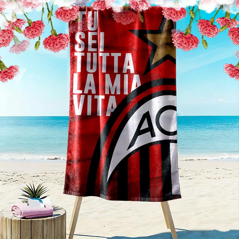Asciugamano da Spiaggia Stampa AC Milan, Asciugamano Grande Morbido Asciugatura Rapida per Spiaggia Campeggio Nuoto