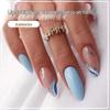 Glitter Blue Almond-Shaped Wearable Nail Patches for a Trendy Look