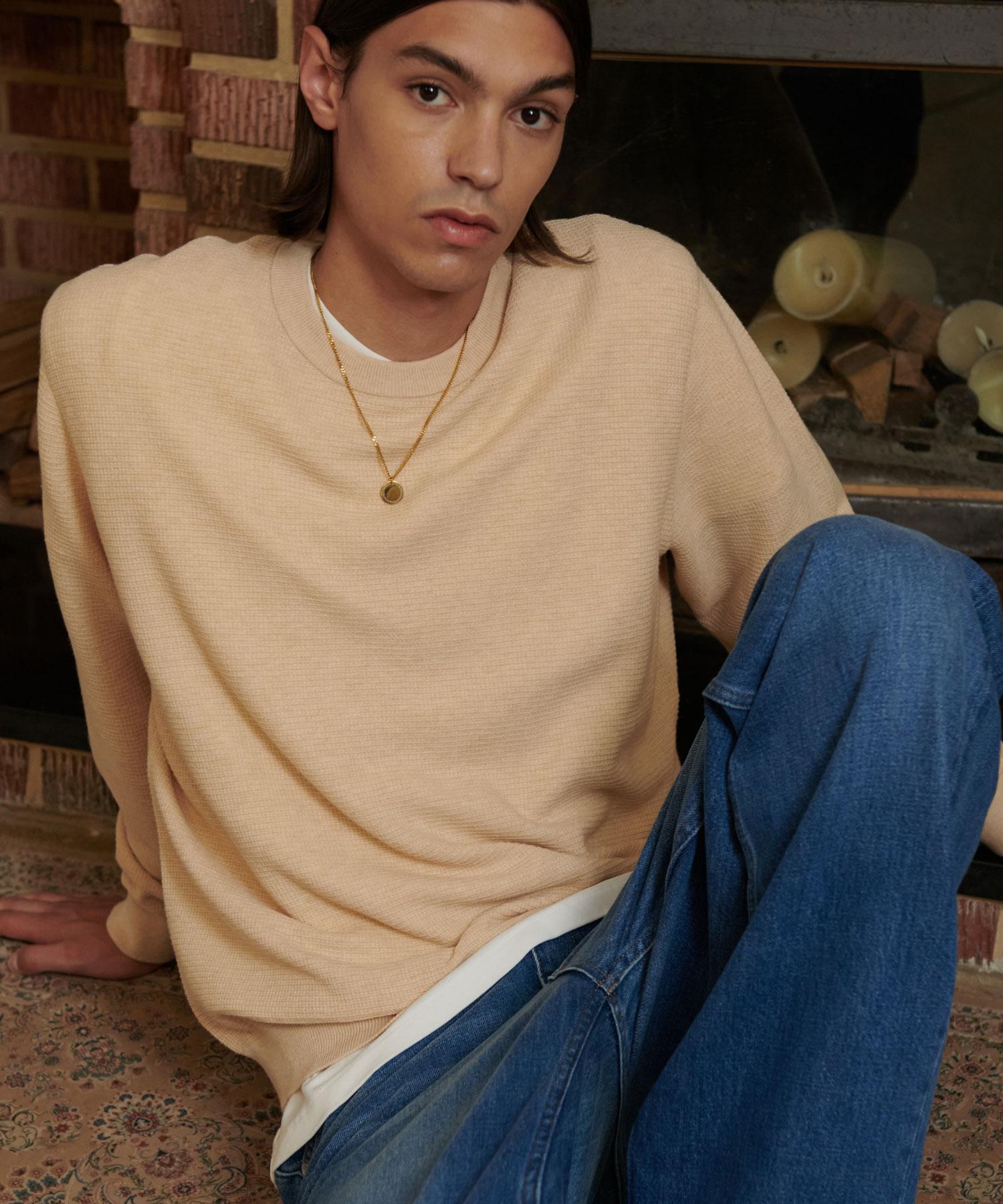 Prod Shirt Organic Pique Crew Neck Knit (Peach) Pitch/L(50)
