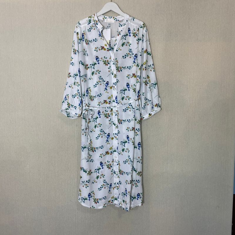 Export Export Original Order Leftover Stock Rayon Printed 3/4 Sleeves Dress Loose Casual Travel Photography Summer
