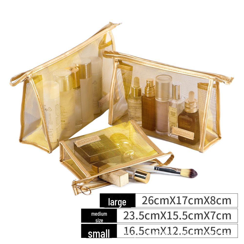Korean Mini Mesh Travel Cosmetic Bag Set - Cute, Portable, Simple Storage Solution