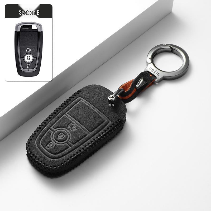 Two-Tone Suede Key Shell for Ford Mondeo, Edge, Explorer, and Focus