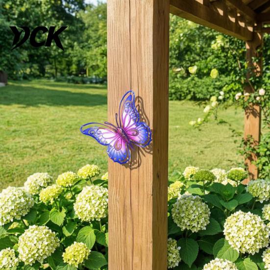 Outdoor Garden Hanging Decor Metal Butterfly Wall Decorations, Art Sculpture, Indoor Living Room Accents Weatherproof for Patio Fence Home Yard