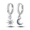 925 Sterling Silver Love Feather Moon Star Heart Earrings Fit Original Charms Hoop for Women Girls Stud Earring Jewelry Gifts