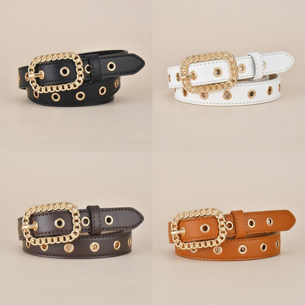 Womens Vintage Quality Gold Buckle Slim Waist Belt Fashionable And Versatile Accessory
