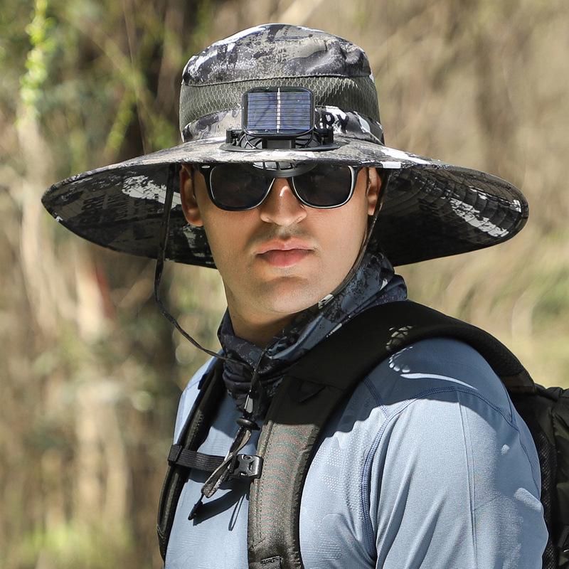 Solar-Powered Detachable Fan Hat: Quick-Dry Fisherman Style for Men's Outdoor Summer Use