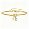 Double Knot Round Snake Bone Bracelet with Diamond 26 Letters Cross Pendant Charm Jewelry