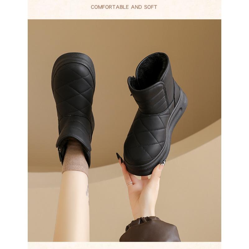 Women S Warm Fleece Lined Thick Sole Elevated Casual Winter Snow Boots