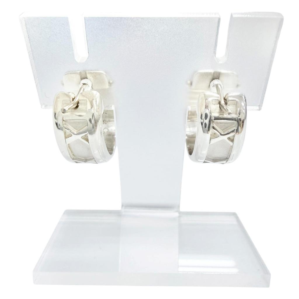 Great TIFFANY&Co. Atlas Ring Pierce Hoop earrings, accessory, Silver 925 Used