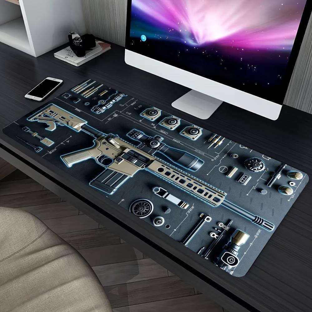 Hardware Disassembly Extended Gaming Mouse Pad Non Slip Desk Surface Mechanical Blueprint Art For Computer Desktop Use