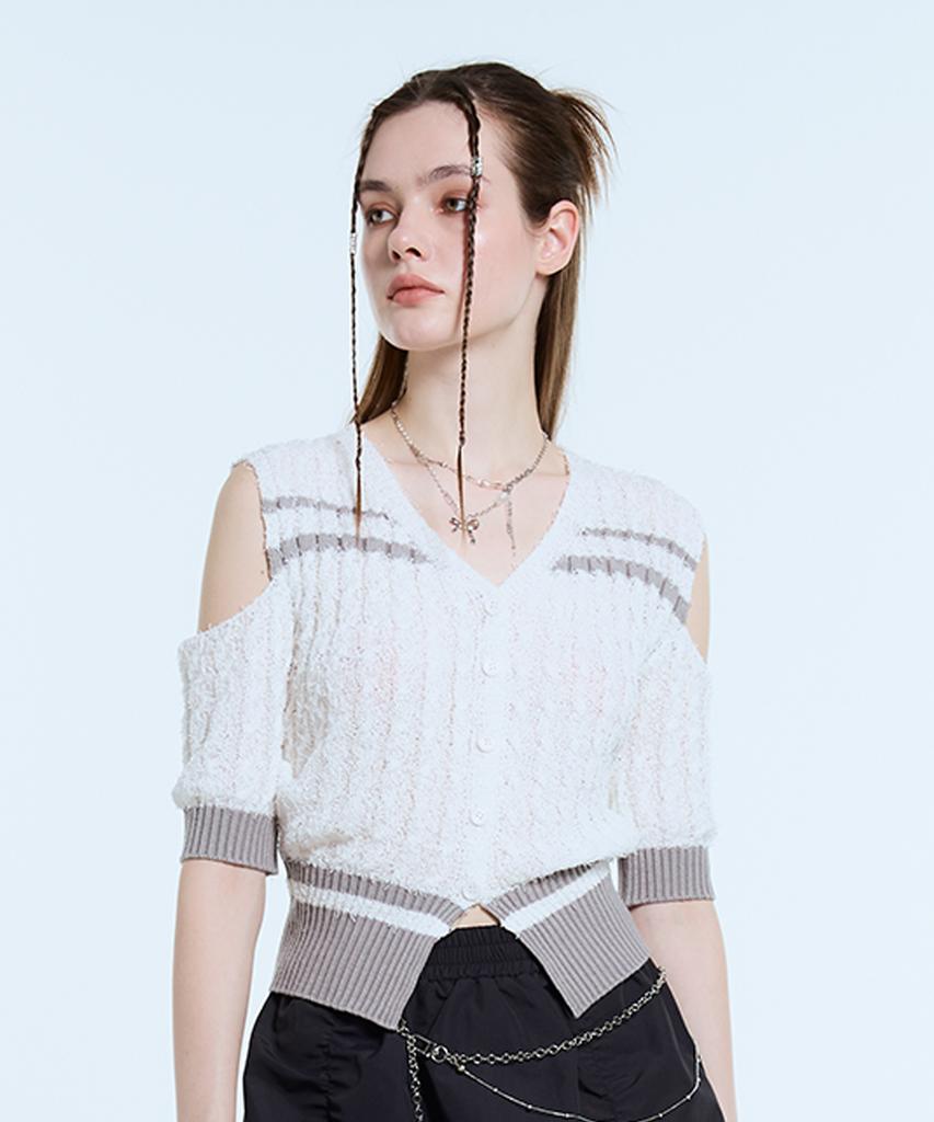 LARTIGENT L11 Off Shoulder Knit(White)