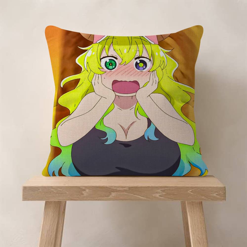 Anime Miss Kobayashis Dragon Maid Pillow Cushion Cover Pillowcase Living Room Sofa Home Decor Customized