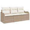 Garden Sofa Set with Cushions 3 Pcs Beige Poly Rattan
