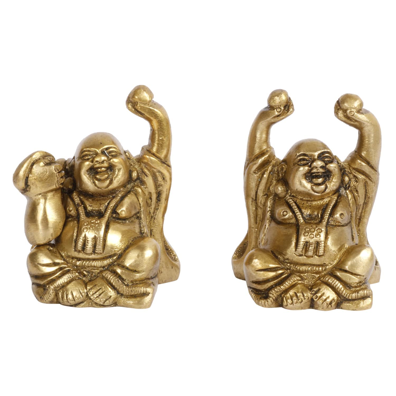 

Pure Brass Laughing Buddha Pair For Money, Wealth Vastu Fengshui Good Luck Idol
