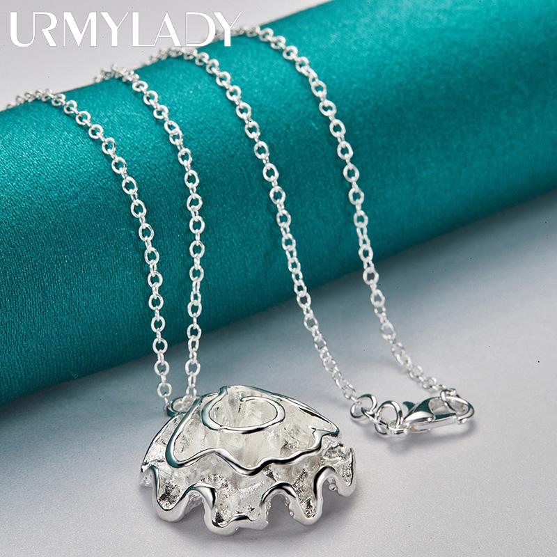 925 Sterling Silber Rose Blume Anhänger Halskette für Frauen Hochzeit Party Modeschmuck