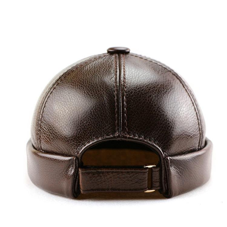 

Кожаная шляпа мужская зимняя теплая без полей шляпа из кожи дыни для мужчин среднего и пожилого возраста шляпа принца-помещика шляпа бабушкина старая шляпа XL (58-61cm) коричневый