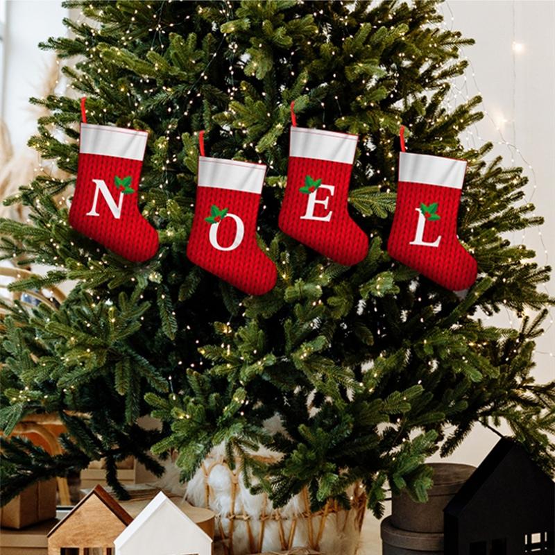 Christmas Alphabet Socks Christmas Tree Ornaments Christmas Decorations for Home Navidad Noel Xmas Gift 2026 Happy New Year