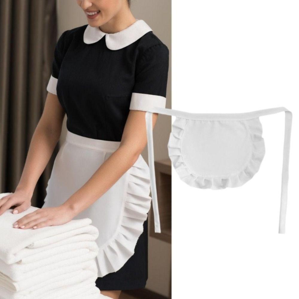 1Pcs Waitress Maid Style Waist Apron Cosplay Costume Half Apron  for Coffee Shop Restaurant