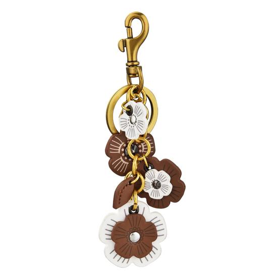 Keychain Pendant Faux Leather Flower Shape Key Chain with Golden Lobster Clasp Extended Chain Backpack Accessory Size#1pc