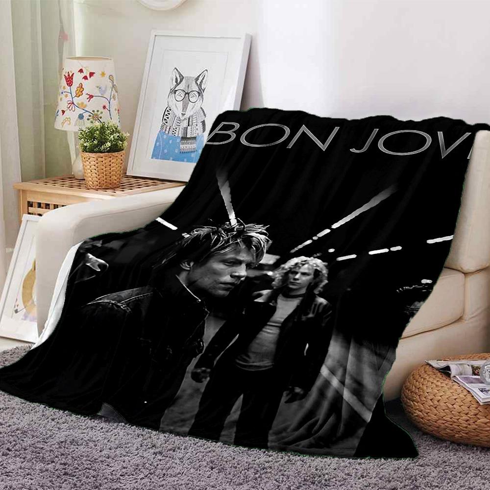 1pc Bon Jovi Soft Flannel All-Season Throw for Home, Office, Outdoor UseDurable Comfort  100585 80cmx120cm(31inx47in)