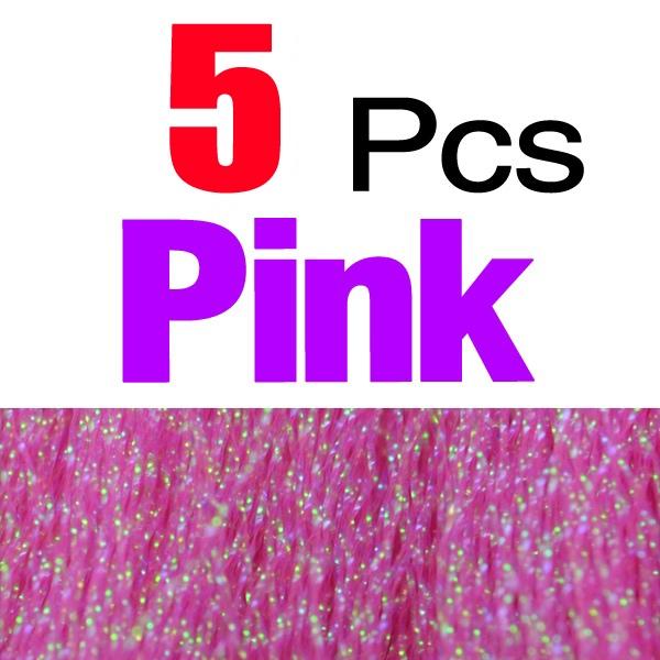 MNFT 5 Stück Flashabou Holografisches Tinsel Fliegenbinden Kristall-Flash-Faden Jighaken Köderherstellung Angelzubehör Rosa Rot Etc