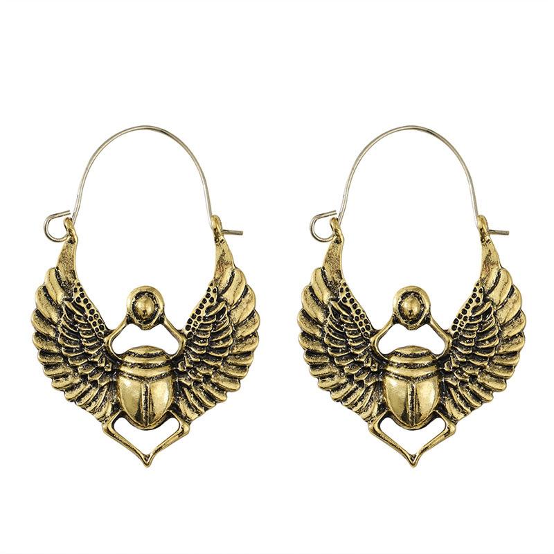 

Retro Ancient Egyptian Sacred Beetle Stylish Simple Wings Earrings золотий